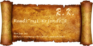 Reményi Kristóf névjegykártya
